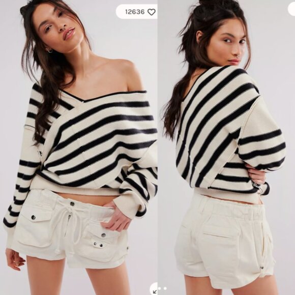 ISO Free People Waimea Slouchy Solid Cargo Shorts - Picture 2 of 5